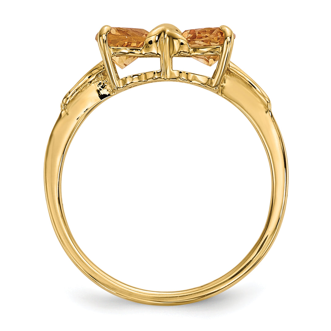 Citrine Bow Ring in Polished 14k Gold