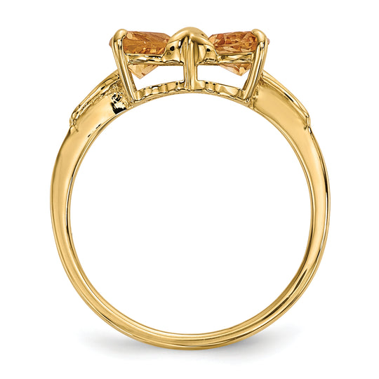 Citrine Bow Ring in Polished 14k Gold