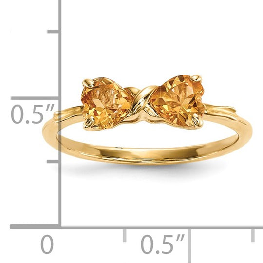 Citrine Bow Ring in Polished 14k Gold