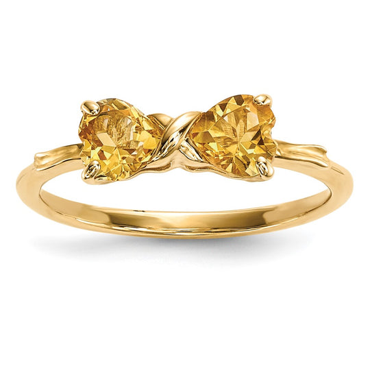 Citrine Bow Ring in Polished 14k Gold