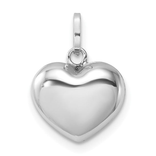Colgante Corazón Hinchado 3D en Oro Blanco 14K