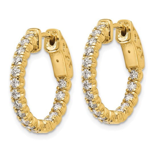 Aretes Aros In & Out con Diamantes Cultivados en Laboratorio de 1 Quilate y Cierre de Seguridad en Oro de 14k