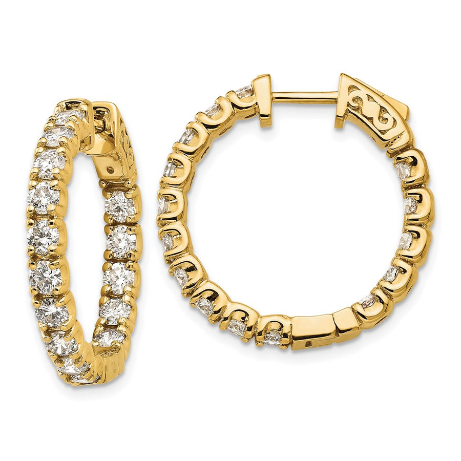 Aretes Aros In & Out con Diamantes Cultivados en Laboratorio de 2 3/4 Quilates y Cierre de Seguridad Patente en Oro de 14k