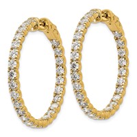 Aretes de Aro "In & Out" en Oro Amarillo de 14k con 4 7/8 Quilates de Diamantes Cultivados en Laboratorio, Cierre de Seguridad Patentado