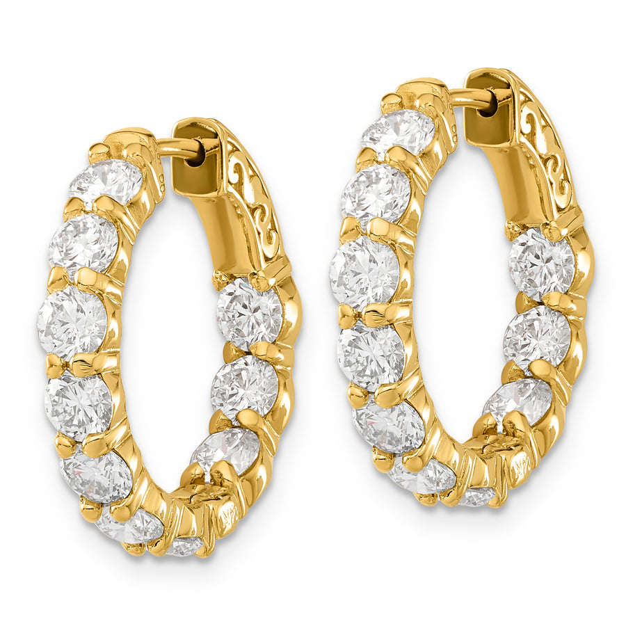 Aretes de Aro con Cierre de Seguridad en Oro Amarillo de 14k con Diamantes Cultivados de Laboratorio de 4 1/3 Quilates VS/SI+ G+ Redondos