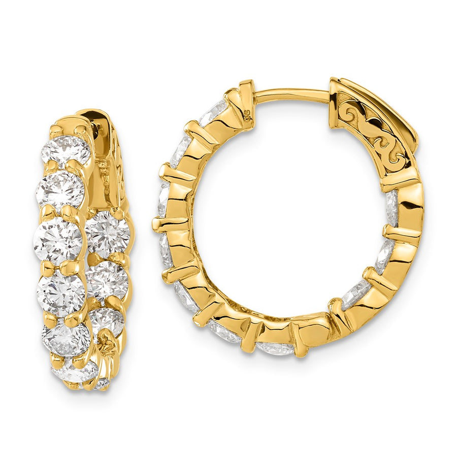 Aretes de Aro con Cierre de Seguridad en Oro Amarillo de 14k con Diamantes Cultivados de Laboratorio de 4 1/3 Quilates VS/SI+ G+ Redondos