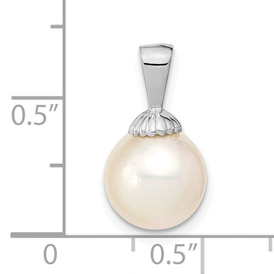 9-10mm Round Saltwater Cultured Pearl Pendant in 14K White Gold