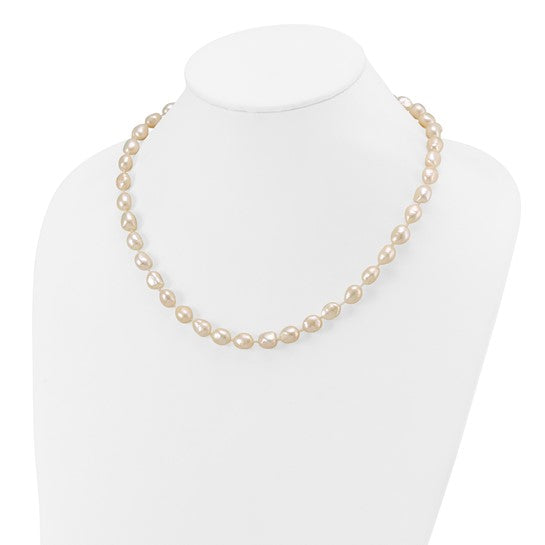 Collar de Oro Amarillo de 14k con Perla Blanca Barroca de Agua Dulce Cultivada - 18 Pulgadas