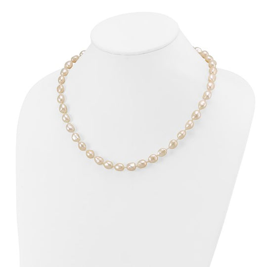 Collar de Oro Amarillo de 14k con Perla Blanca Barroca de Agua Dulce Cultivada - 18 Pulgadas