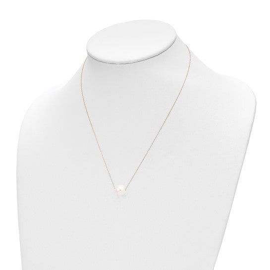 Half-Round Freshwater Pearl Necklace in 14K Yellow Gold, 17 inches