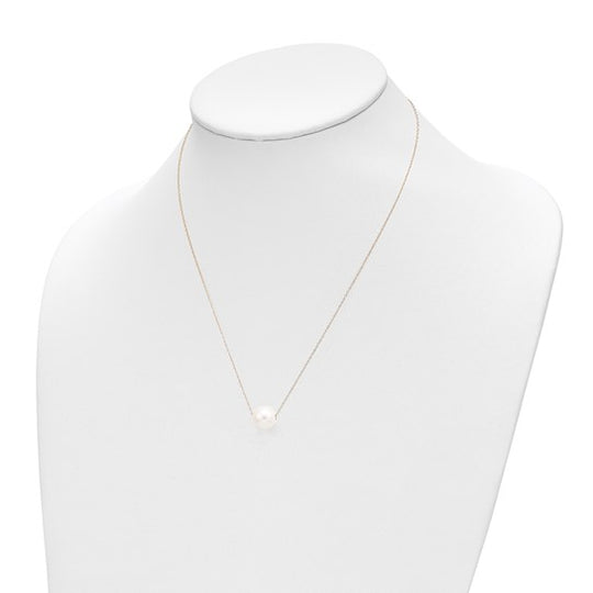 Half-Round Freshwater Pearl Necklace in 14K Yellow Gold, 17 inches