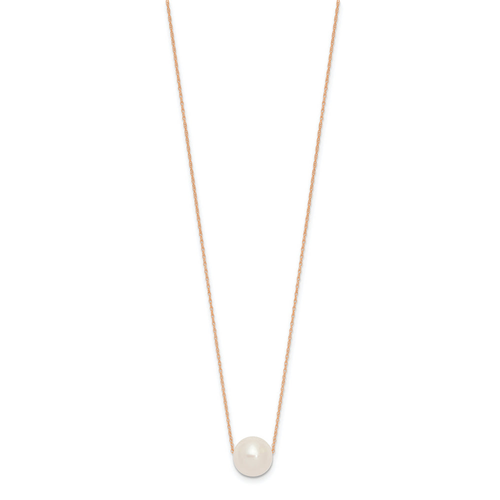 Half-Round Freshwater Pearl Necklace in 14K Rose Gold, 17 inches