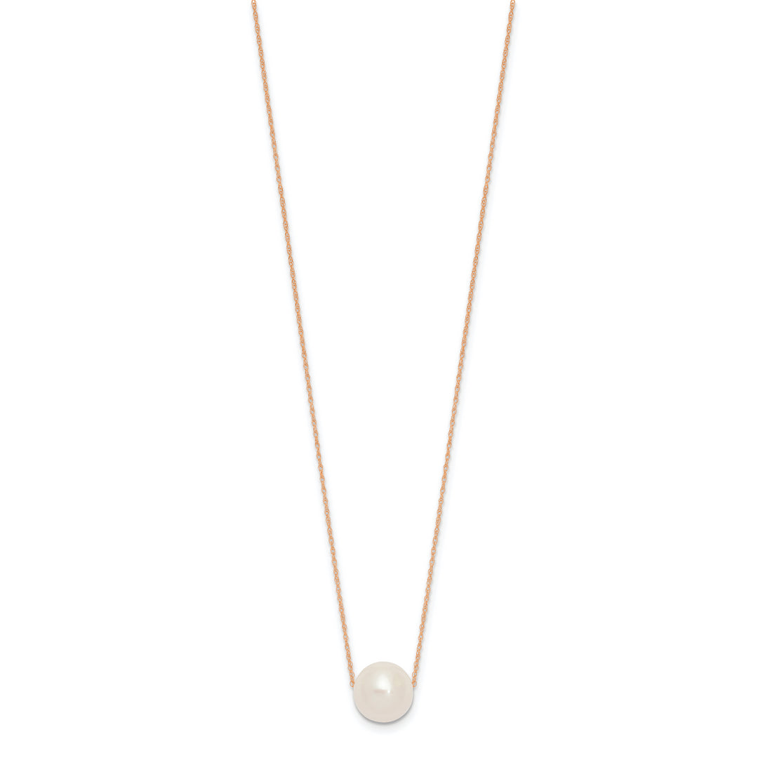 Half-Round Freshwater Pearl Necklace in 14K Rose Gold, 17 inches