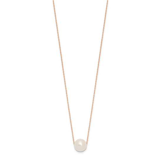 Half-Round Freshwater Pearl Necklace in 14K Rose Gold, 17 inches