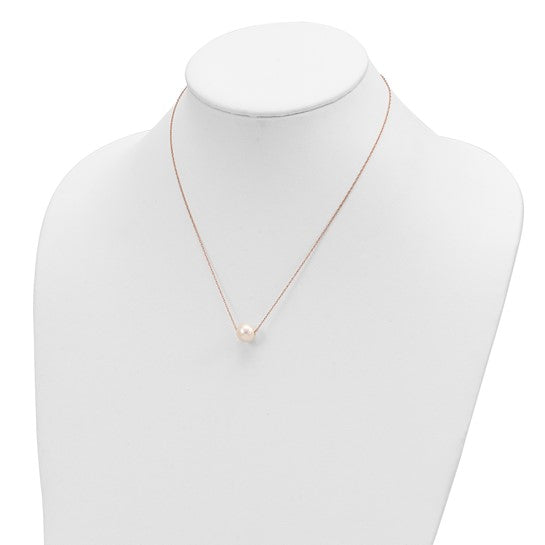Half-Round Freshwater Pearl Necklace in 14K Rose Gold, 17 inches