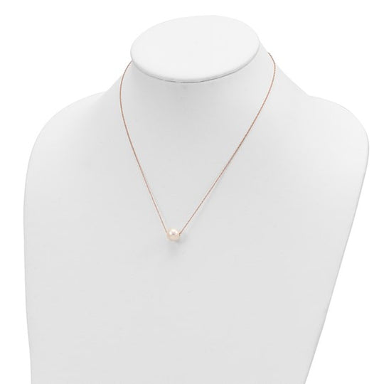 Half-Round Freshwater Pearl Necklace in 14K Rose Gold, 17 inches