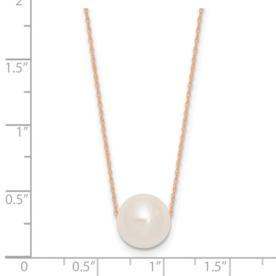 Half-Round Freshwater Pearl Necklace in 14K Rose Gold, 17 inches