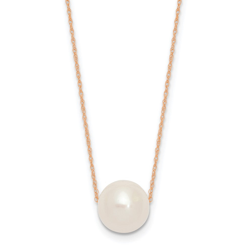 Half-Round Freshwater Pearl Necklace in 14K Rose Gold, 17 inches