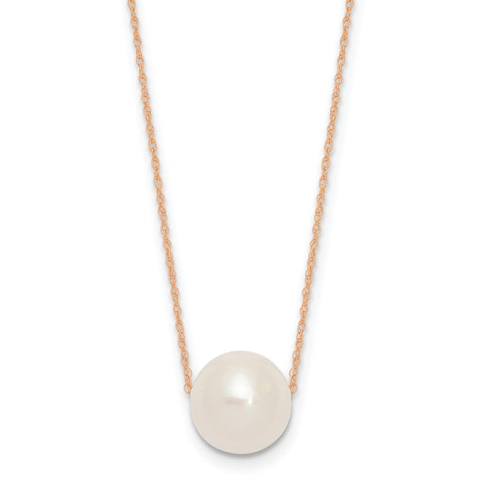 Half-Round Freshwater Pearl Necklace in 14K Rose Gold, 17 inches