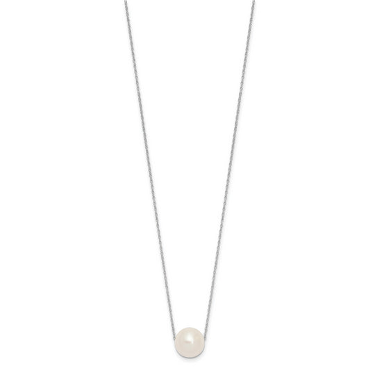 Half-Round Freshwater Pearl Necklace in 14K White Gold, 17 inches