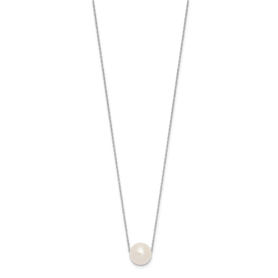 Collar de Perlas de Agua Dulce Semirredondas en Oro Blanco de 14K, 17 pulgadas