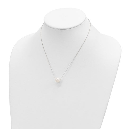 Half-Round Freshwater Pearl Necklace in 14K White Gold, 17 inches
