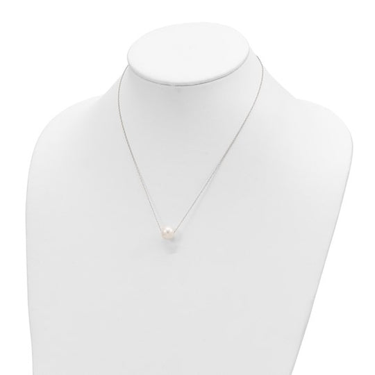 Half-Round Freshwater Pearl Necklace in 14K White Gold, 17 inches