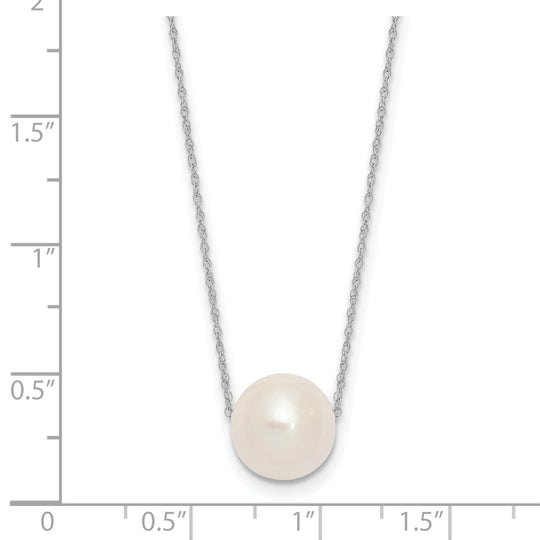 Half-Round Freshwater Pearl Necklace in 14K White Gold, 17 inches
