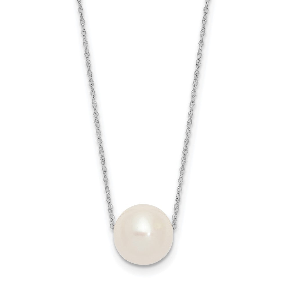 Half-Round Freshwater Pearl Necklace in 14K White Gold, 17 inches