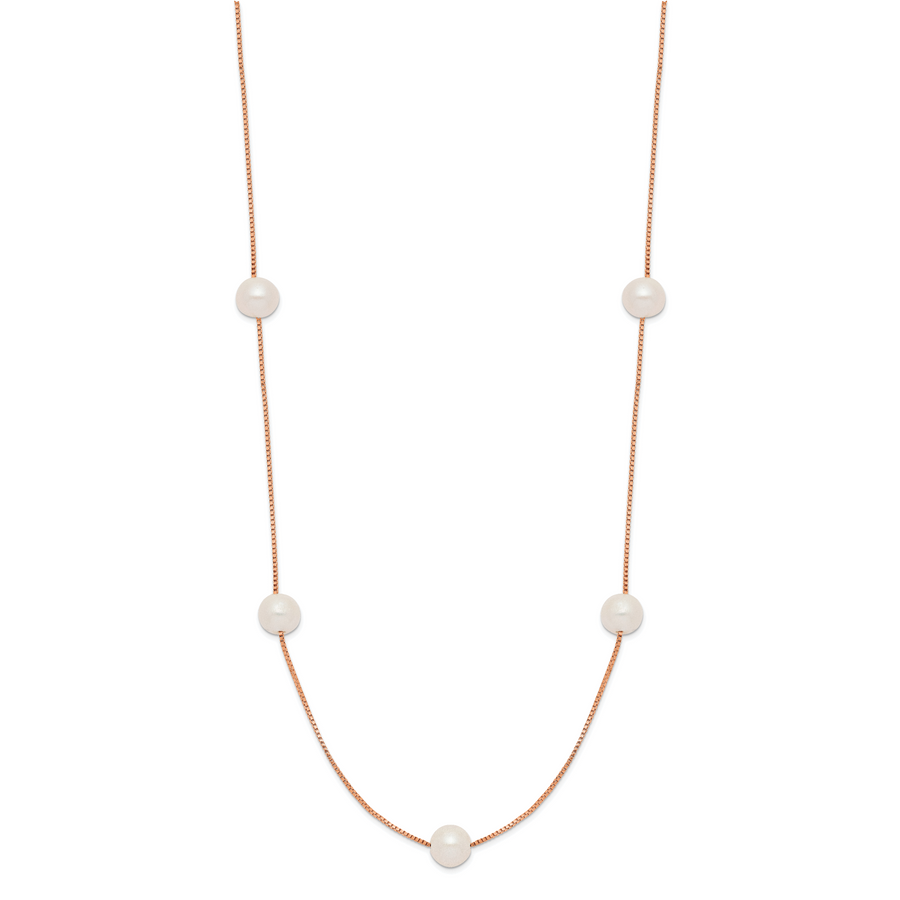 Collar de Perlas Cultivadas de Agua Dulce en Oro Rosa de 14k