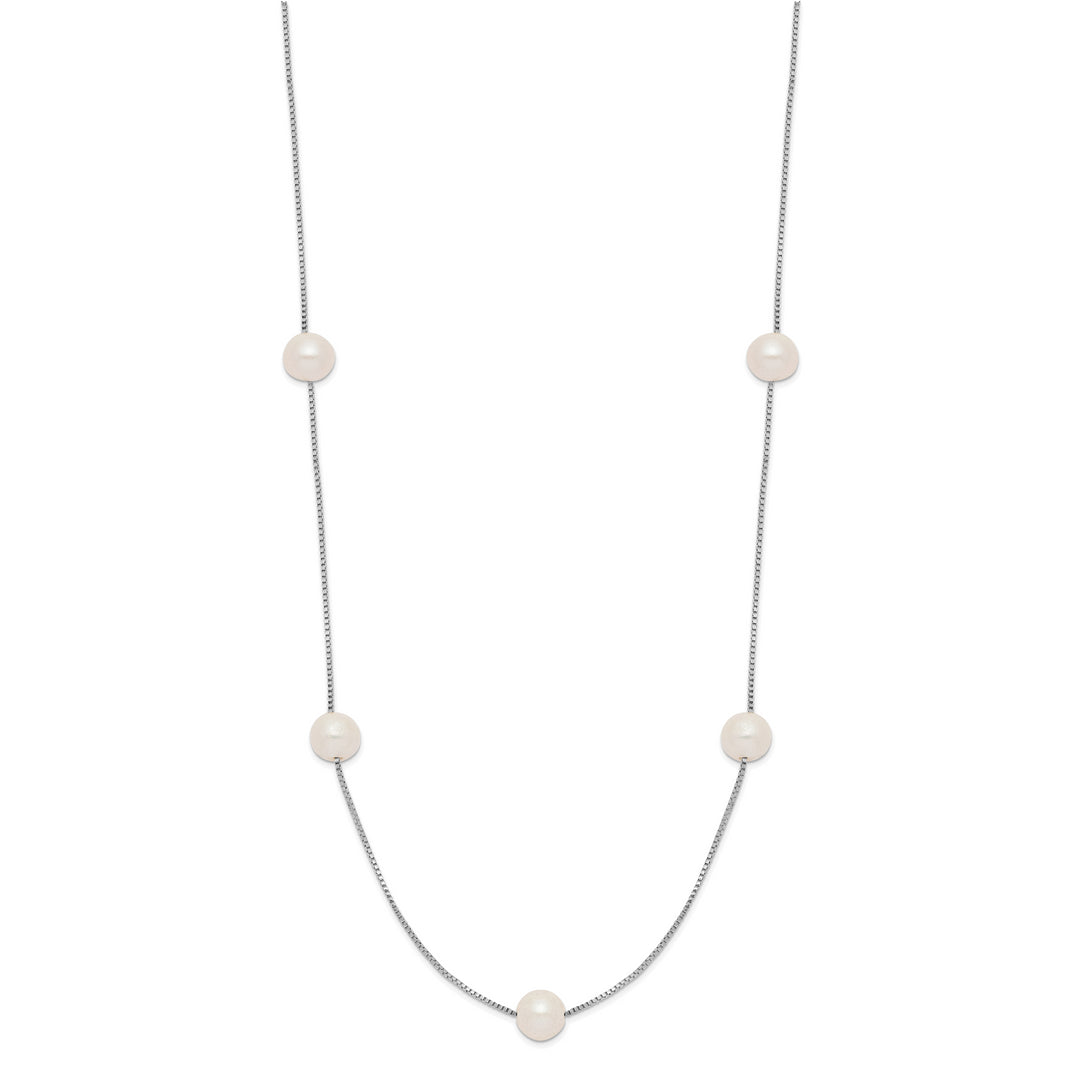 Collar de Perlas Cultivadas de Agua Dulce en Oro Blanco de 14k