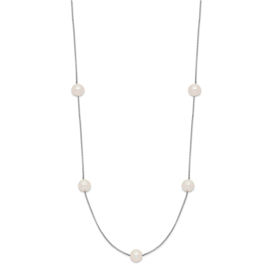 Collar de Perlas Cultivadas de Agua Dulce en Oro Blanco de 14k