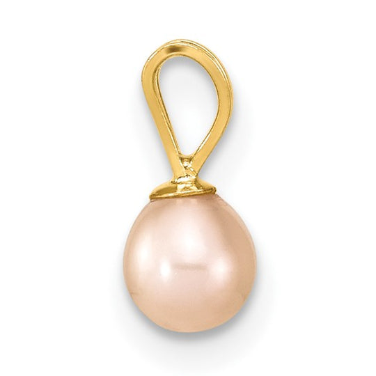 Set of earrings and pendant with 4-5mm round pink freshwater cultured pearls in 14k yellow gold Madi K