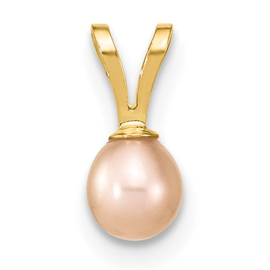 Set of earrings and pendant with 4-5mm round pink freshwater cultured pearls in 14k yellow gold Madi K
