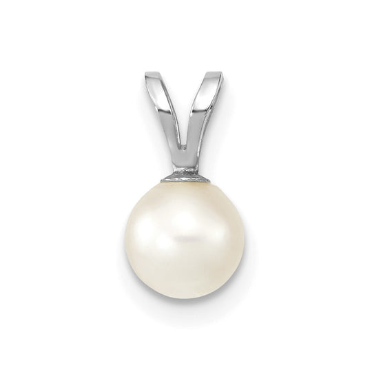 14k White Gold Pendant with 5-6mm Round Cultured Saltwater Akoya Pearl