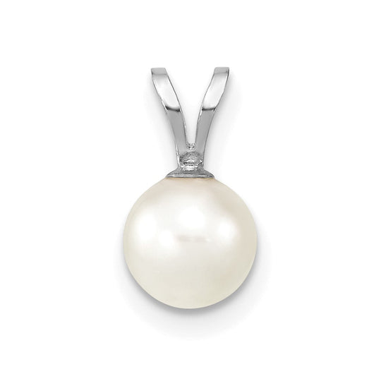 14k White Gold Pendant with 6-7mm Round Akoya Cultured Saltwater Pearl