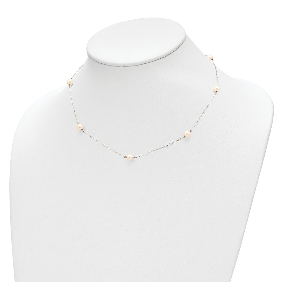Collar de Perlas Cultivadas de Agua Dulce en Oro Blanco de 14k