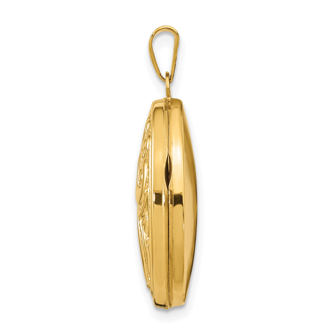 14k Yellow Gold Oval Locket with Domed Scroll Design