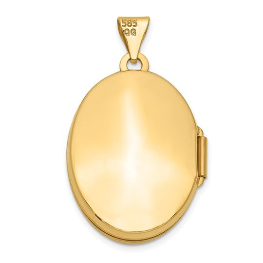 14k Yellow Gold Oval Locket with Domed Scroll Design