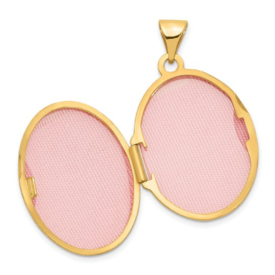 14k Yellow Gold Oval Locket with Domed Scroll Design