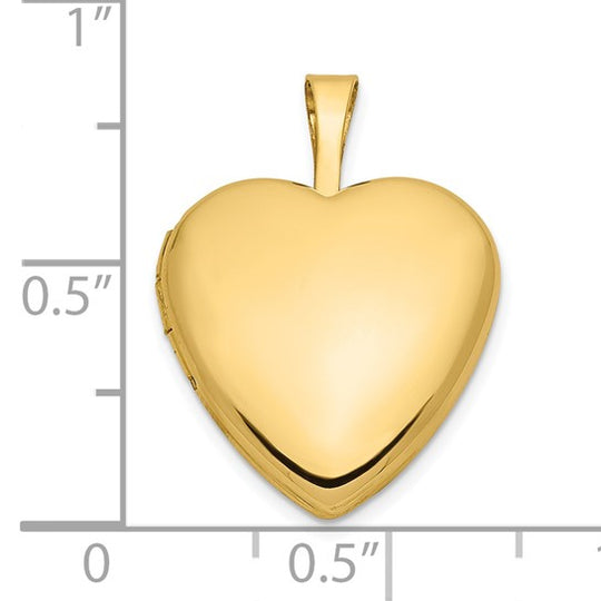 14k Yellow Gold 16mm Heart Locket