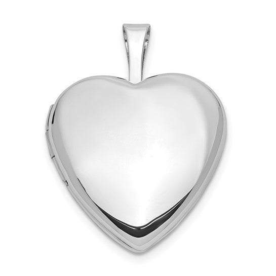 14k White Gold Heart Locket 16mm