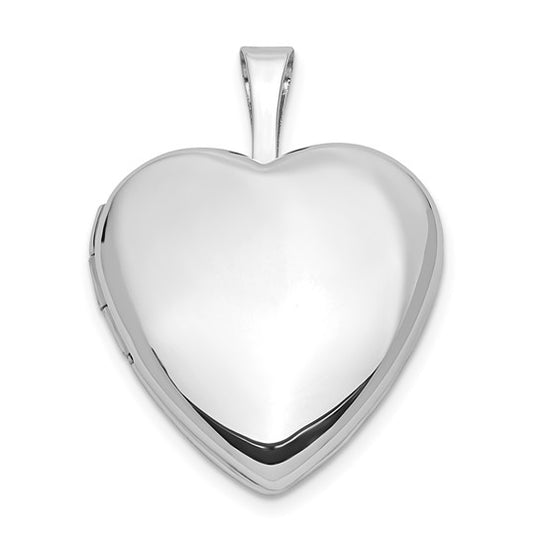 14k White Gold Heart Locket 16mm