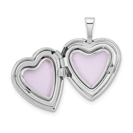 14k White Gold Heart Locket 16mm