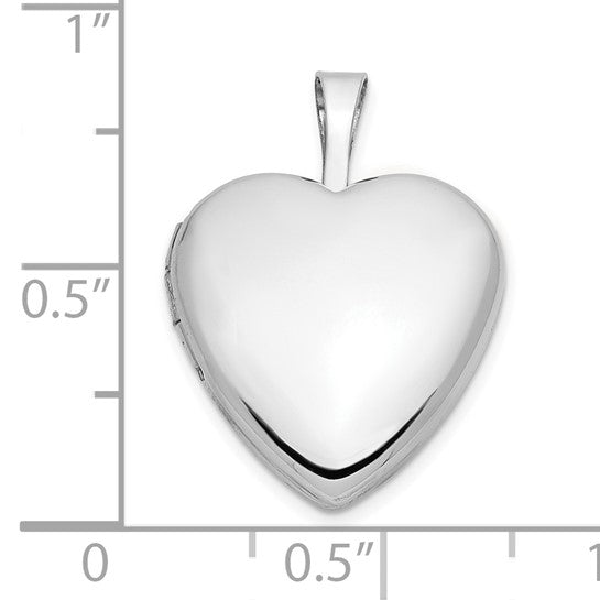 14k White Gold Heart Locket 16mm