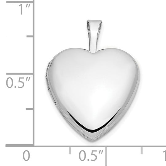 14k White Gold Heart Locket 16mm