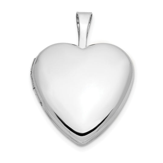 14k White Gold Heart Locket 16mm