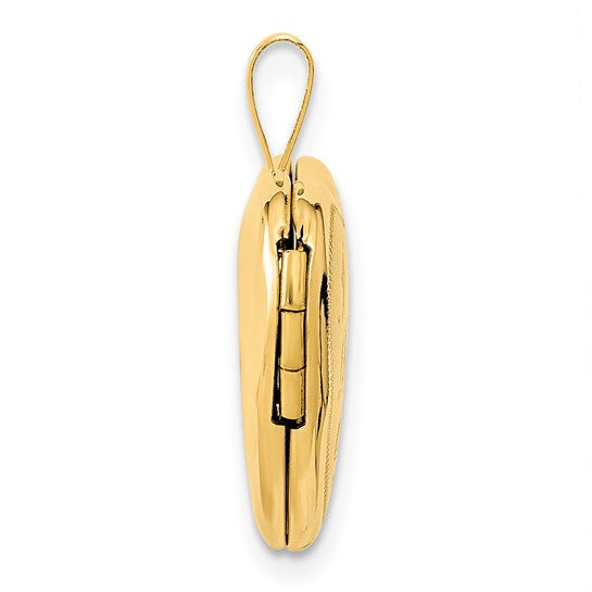 "I LOVE YOU" Heart Locket in 14k Polished and Satin-Finished Yellow Gold