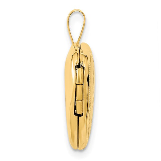 "I LOVE YOU" Heart Locket in 14k Polished and Satin-Finished Yellow Gold