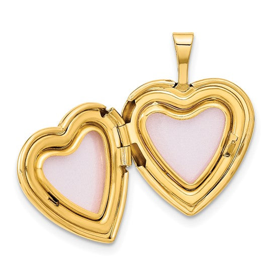 "I LOVE YOU" Heart Locket in 14k Polished and Satin-Finished Yellow Gold